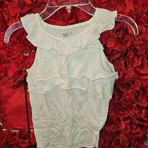 Crazy 8 Girls Ruffled White Tank Top Size 7/8